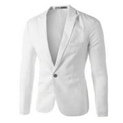 Fule Men Formal Business Work Button Blazer Jacket Casual Slim Fit Suit Coat Tops